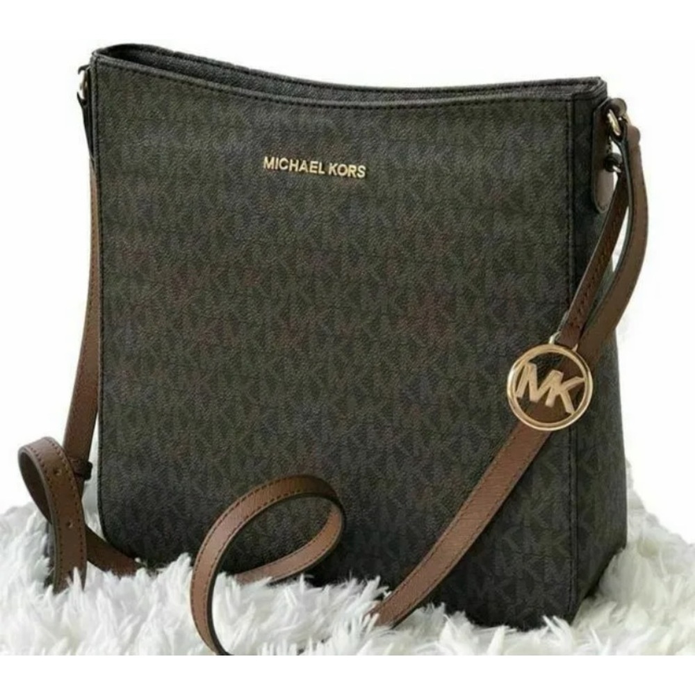 Michael Kors Jet Set large Messenger crossbody NWT brown black